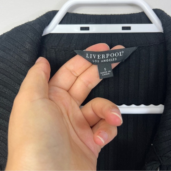 Liverpool Los Angeles Black Button Front Ripped Knit Shirt Dress women size S - Picture 6 of 12